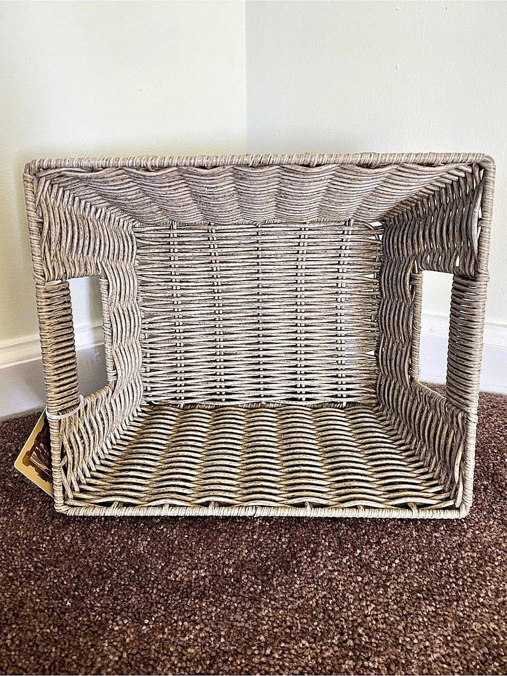 Woven Storage Basket Beige & Brown NWT